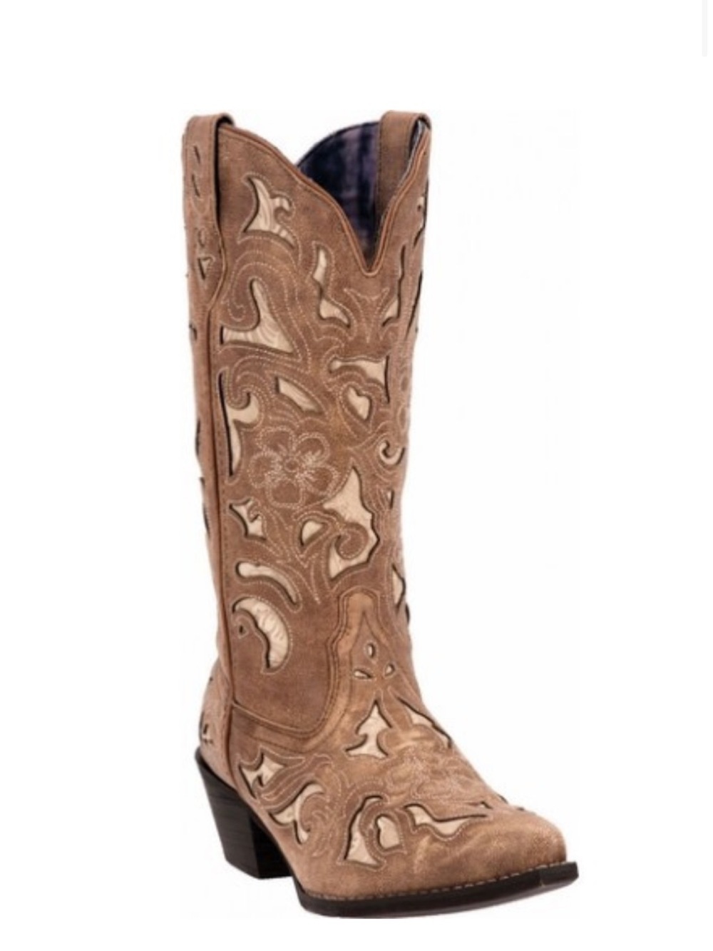 Laredo Women's Tan Embroidered Cutout Western Boots